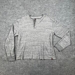 Alesbury Thermal Shirt Mens Medium Heathered Gray Lined Waffle Knit Henley Neck
